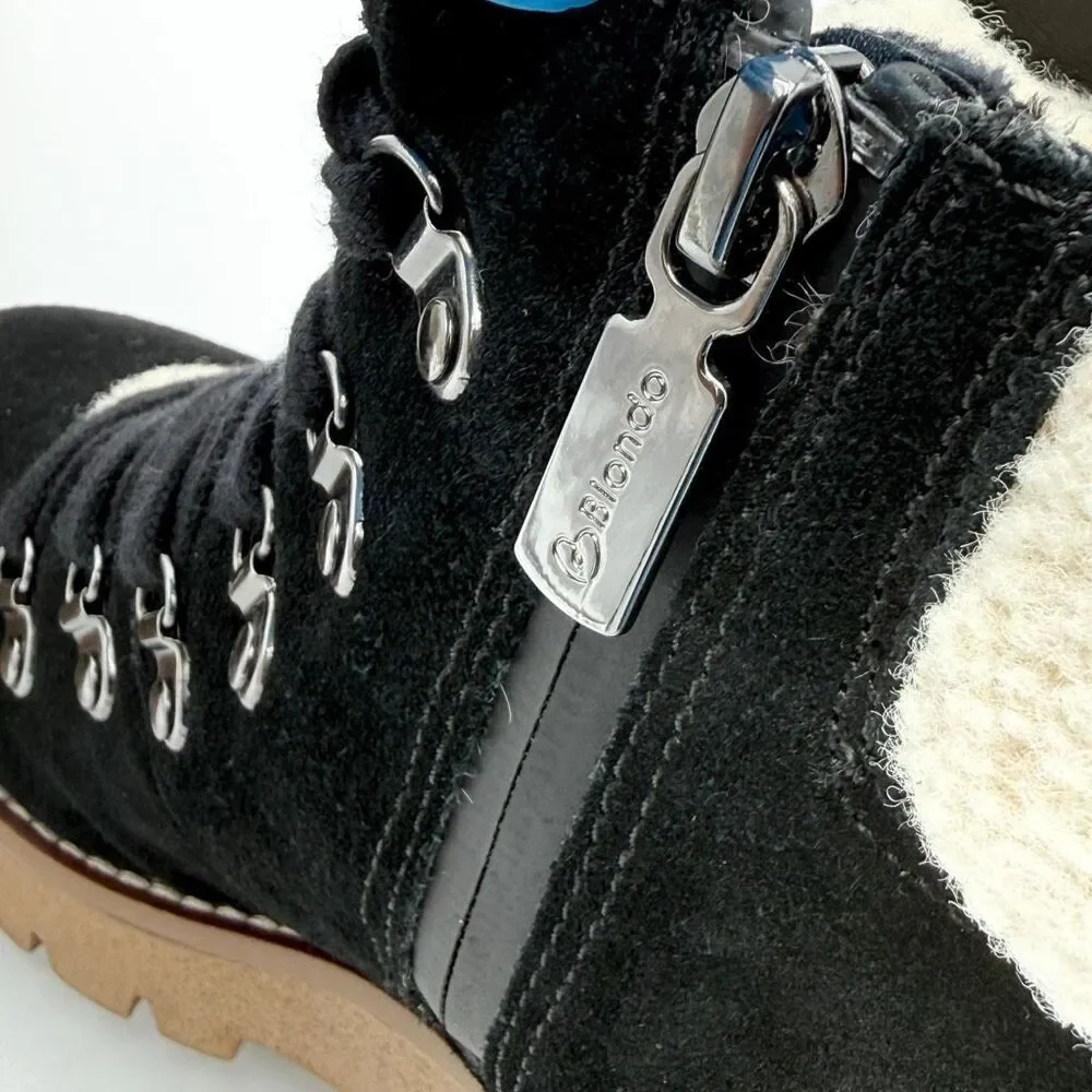 Blondo Devin Black Suede Waterproof Lace Up Lined Winter Boots - Women’s US 7.5